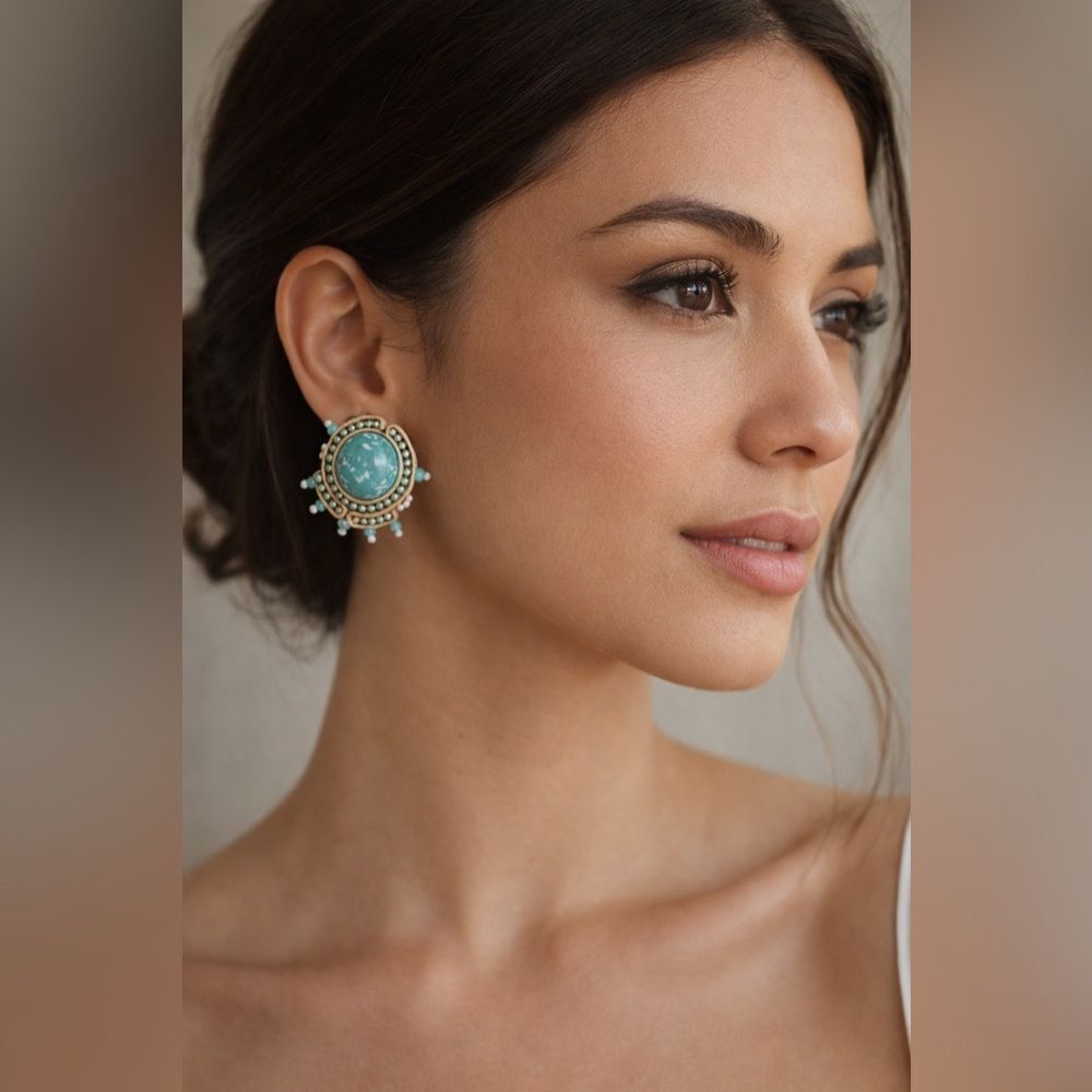 blue stone earring P18